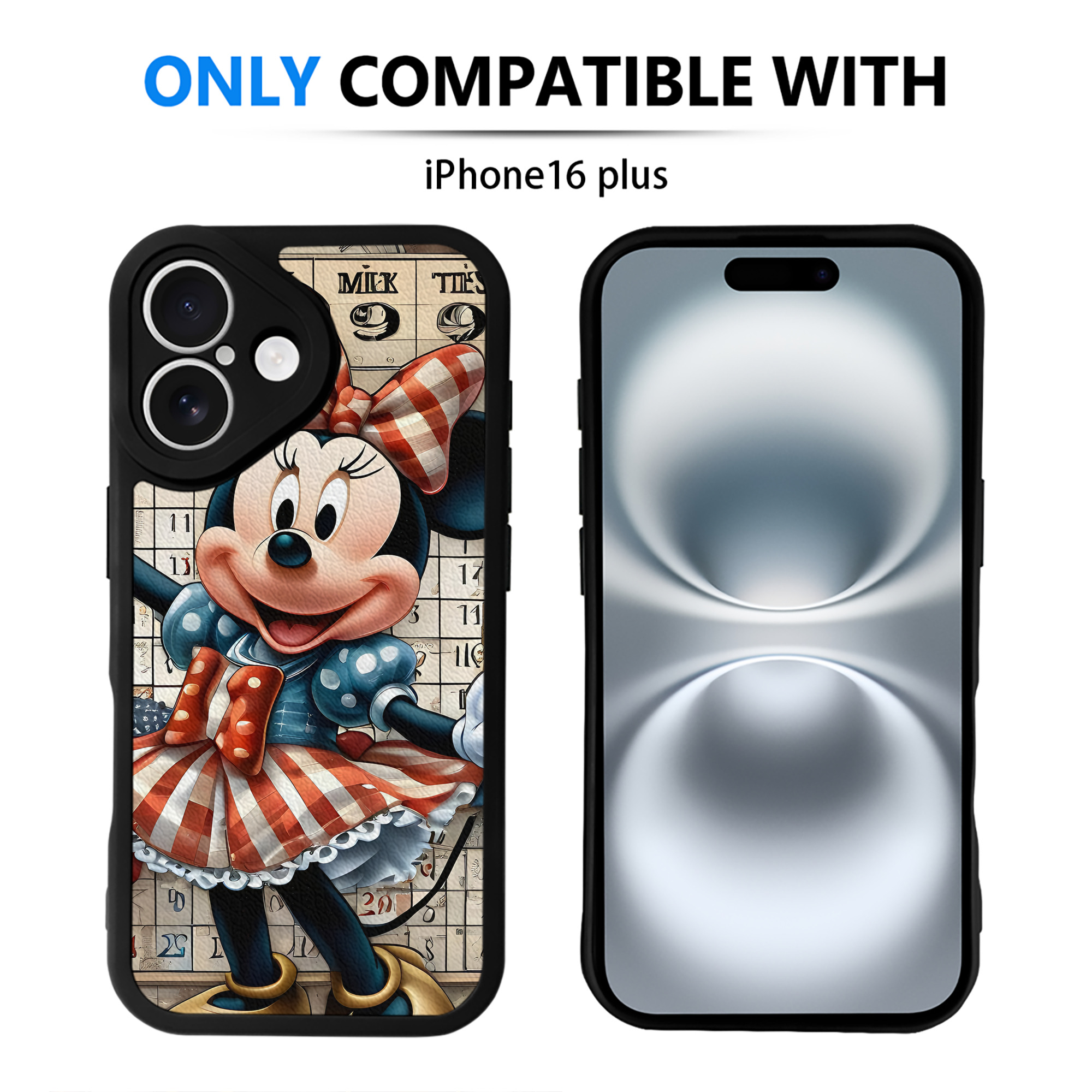（画像用） ミッキーマウス Mickey Mouse 【iPhone 16シリーズ対応】シリコンスマホケース（レザー調） 材質：シリコン